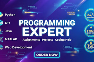 be your coder and do python, java, cpp, c language  project