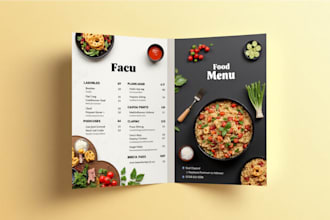 design clean and amazing food menu design, restaurant menu