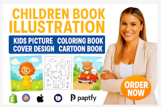 children book illustration kids picture coloring book cover design, cartoon book