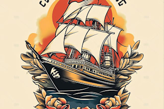 create any design in old school tattoo style