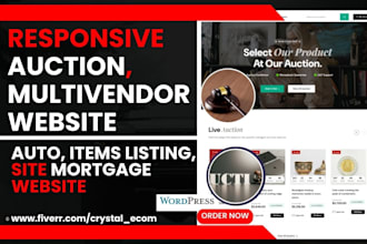 build auction multi vendor website car bidding item listing mortgage website