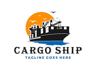 design creative beautiful cargo ship logo for you