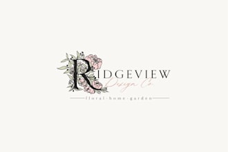 create a custom hand drawn floral logo for your flower shop or brand