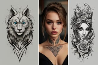 draw full realistic tattoo design from your concept