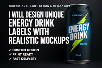 design unique energy drink labels with realistic mockups