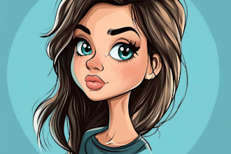 draw cartoon portrait illustration, family caricature