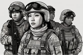 draw military character illustrations