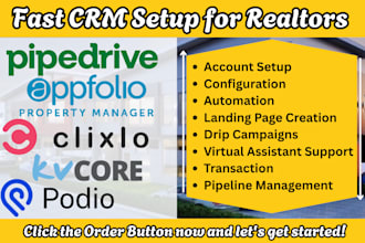 fast setup manage real estate crm kvcore pipedrive clixlo app folio as expert