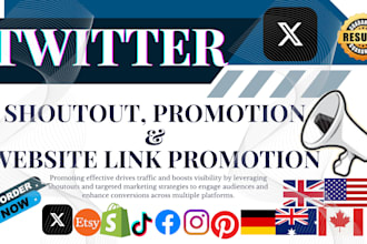 promote, shoutout twitter, share website link to twltter, ig, fb, UK USA