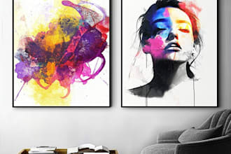 design abstract or watercolor canvas wall art in my style