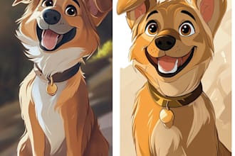 do your pet portrait into cute disney style