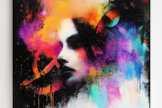 manually make colorful abstract digital canvas wall art
