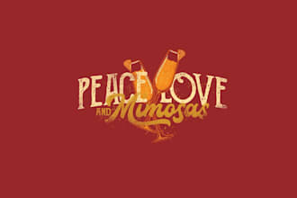 create a retro vintage mimosas and cocktails logo design