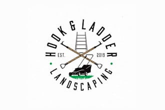 design modern fire fighter landscaping company logo