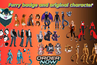 draw furry oc references sheet furry sticker badge redesign oc for you