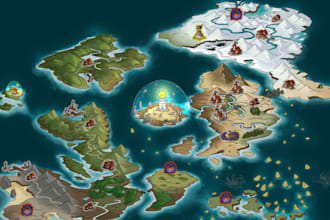 draw line art or colored fantasy world map, battlemaps for dnd, rpgs and roblox