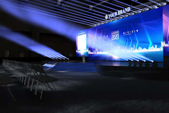 do 3d virtual staging, event stage, carnival, exhibition hall, stage lightening