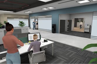 generate cgi 3doffice design,commercial interior and exterior building,3d render