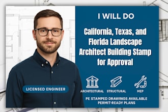 california, tx, florida USA landscape architect building stamp for approval