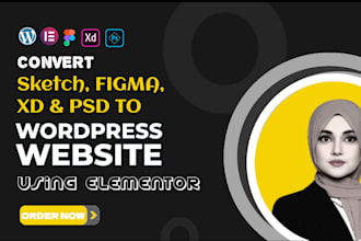 convert sketch, PSD, xd, figma to wordpress using elementor or elementor pro