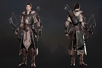 blender and model 3d character, 3d game character, unreal engine in ue5, zbrush