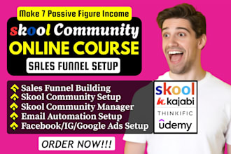 setup skool community, skool coaching program skool course upload mighty network