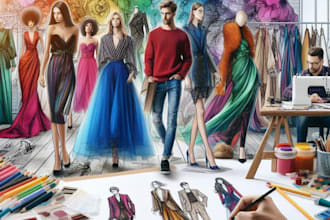 make a fashion illustrations and flat sketch collection