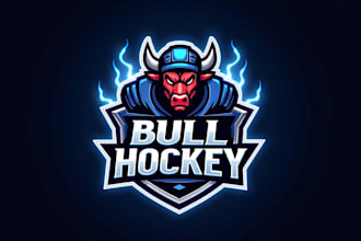 do bull hockey esport mascot logo design