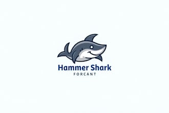 do hammer shark simple mascot logo design
