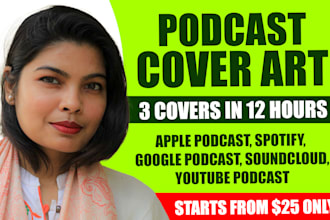 do professional podcast logo, podcast cover art and podcast thumbnail design