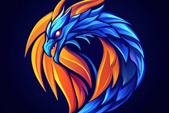 make an amazing blue dragon head mascot logo design