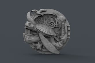 create 3d printable medallion,bas relief 3d coin design,with face character stl