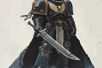 illustrate a warhammer 40k character and creature