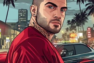 draw cartoon potrait of your photo into gta style theme
