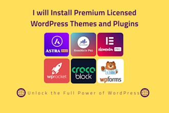 install astra pro wp rocket rank math pro wp forms crocoblock elementor pro