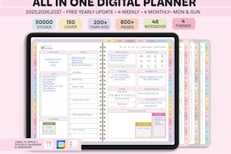 do  personalized digital planner templates, calendars, hyperlink, and journals