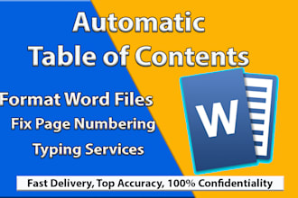 create automatic clickable table of contents, format word file with page number