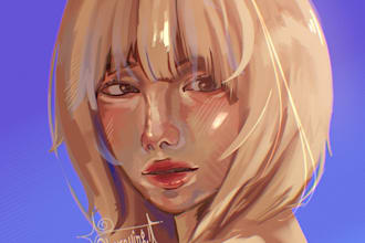 do an semirealistic illustration of your character or you