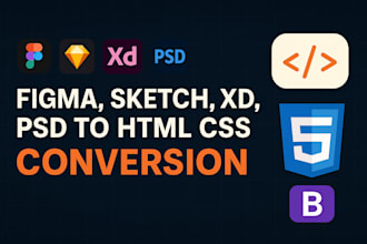 convert figma to html, sketch to html, xd to html, psd to html css bootstrap