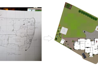 convert your sketch into professional autocad or floorplanner drawings