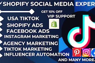 manage shopify social media marketing tiktok ads pinterest facebook ig ads