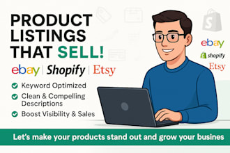 do product listing, ebay, shopify, etsy, lister