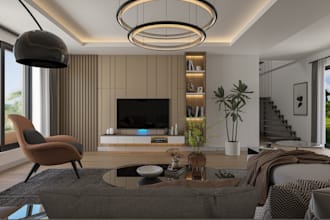 modern interior design for bedroom, kitchen and living
