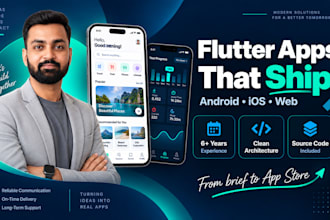 develop a flutter app for android ios and web that ships