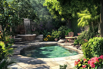 draw your dream landscape, garden, pool, backyard, exterior