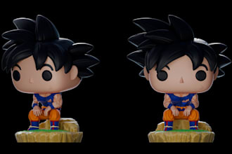 design bobblehead toy,3d caricature character,chibi anime figure print,funko pop