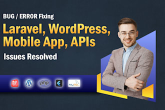 fix bugs, errors, and issues in your website, laravel app, API, wordpress site
