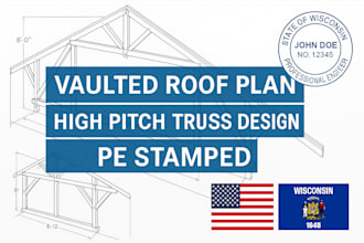 vaulted roof plan pe stamp truss calc framing layout high pitch roof
