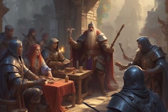 dnd party art and dnd character illustration