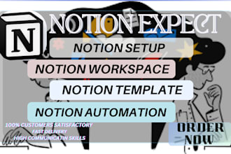 build custom notion templates, notion workspace, notion expert, notion setup
